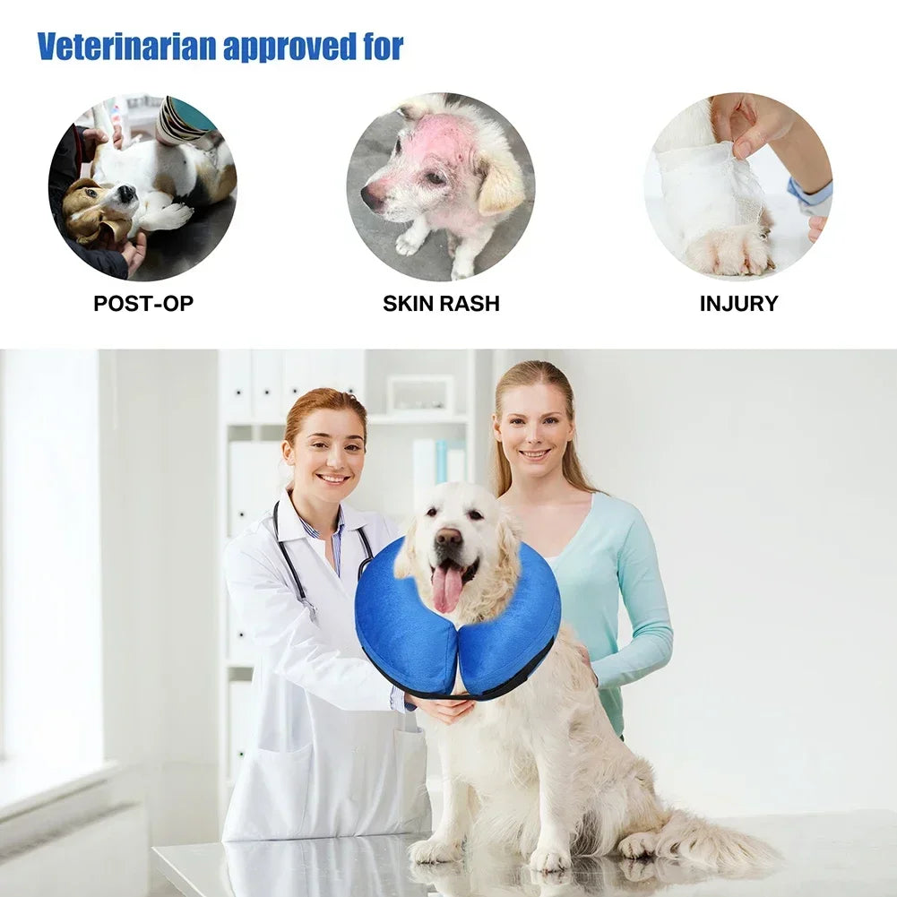 inflatable pet recovery collar after surgery - soft, comfortable cone alternative