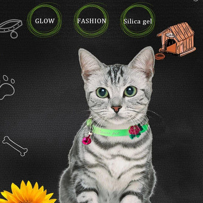 Glow-in-the-Dark Cat & Puppy Collar with Bell - Silicone Anti-Loss Collar