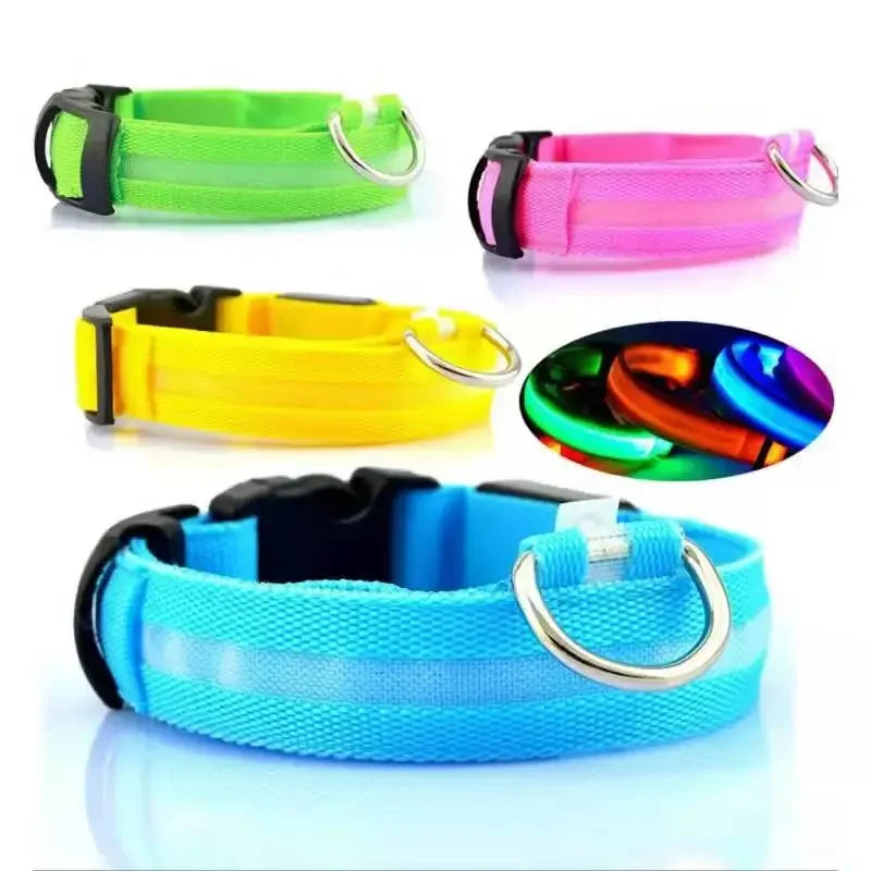 3 modes rechargeable led dog collar - adjustable night safety glow collar