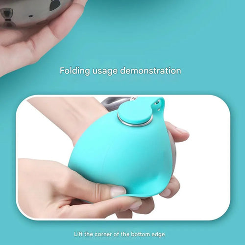 Portable Stainless Steel Dog  Water Bottle 285ml with Silicone Bowl