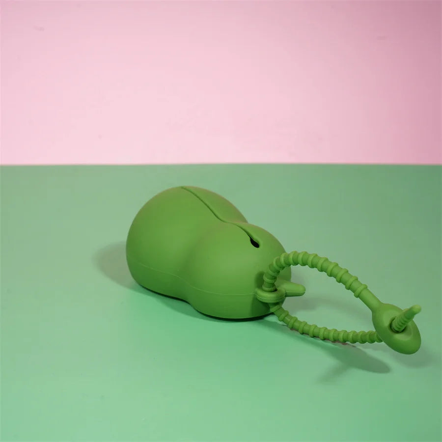 cute avocado dog waste bag dispenser – with leash attachment