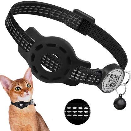Breakaway Reflective Cat Collar with QR Code Tag and AirTag Holder