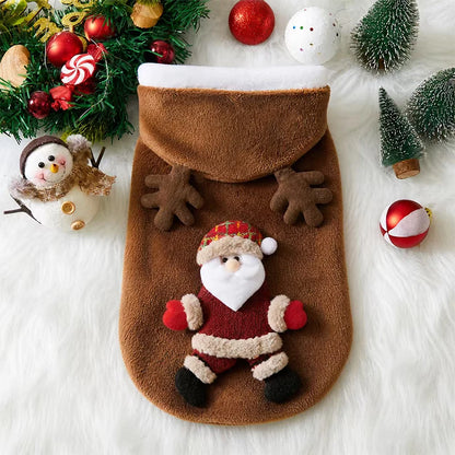 Flannel Christmas Puppy and Cat Hoodie for Small and Medium Pets