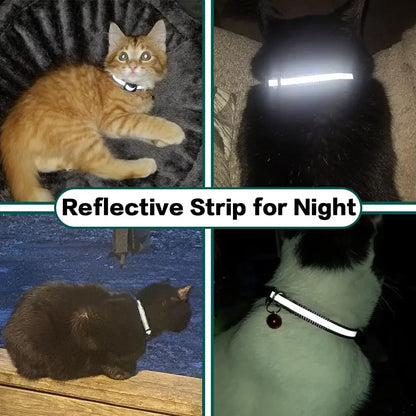Reflective Cat Collar with Bell - Breakaway AirTag Holder for Cats
