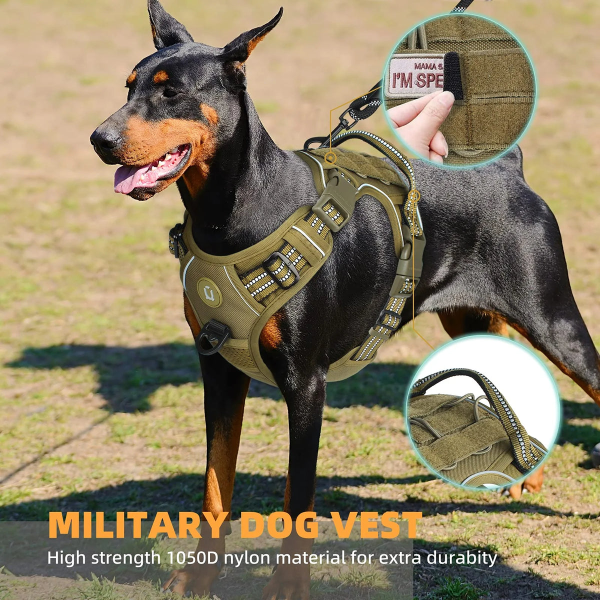 adjustable tactical molle dog vest harness for medium, large dogs
