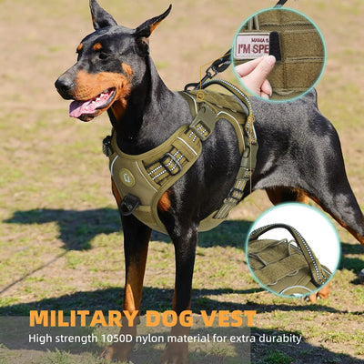 Adjustable Tactical MOLLE Dog Vest Harness for Medium, Large Dogs