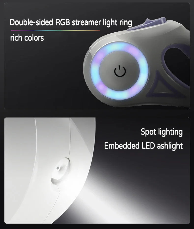 led retractable pet leash with light for small to big dogs and cats