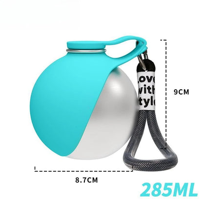 Portable Stainless Steel Dog  Water Bottle 285ml with Silicone Bowl