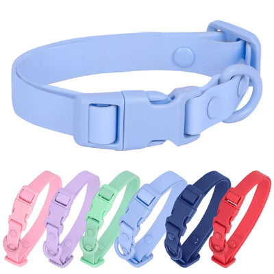 Macaron Colored Waterproof PVC Dog Collar, Adjustable Easy-Clean