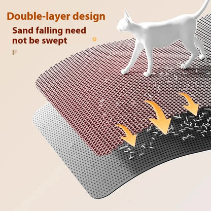 Extra Large Waterproof Double-Layer Cat Litter Mat, Non-Slip Design