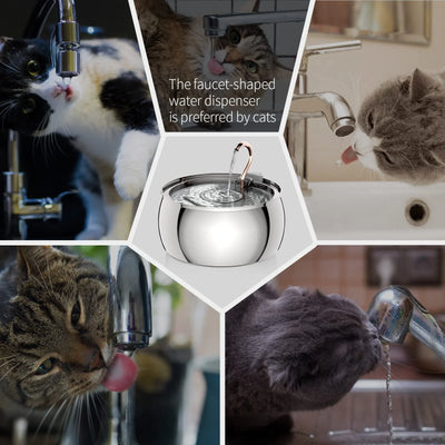 4L Stainless Steel Automatic Pet Water Fountain Quiet Filter for Cats
