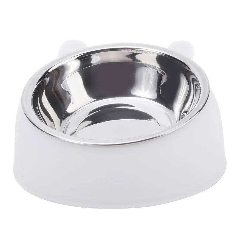 inclined stainless steel cat bowl – tilted feeding dish for pets