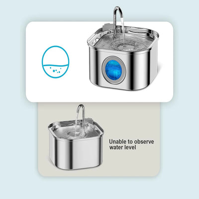 3.2L Stainless Steel Automatic Pet Water Dispenser with Visual Window
