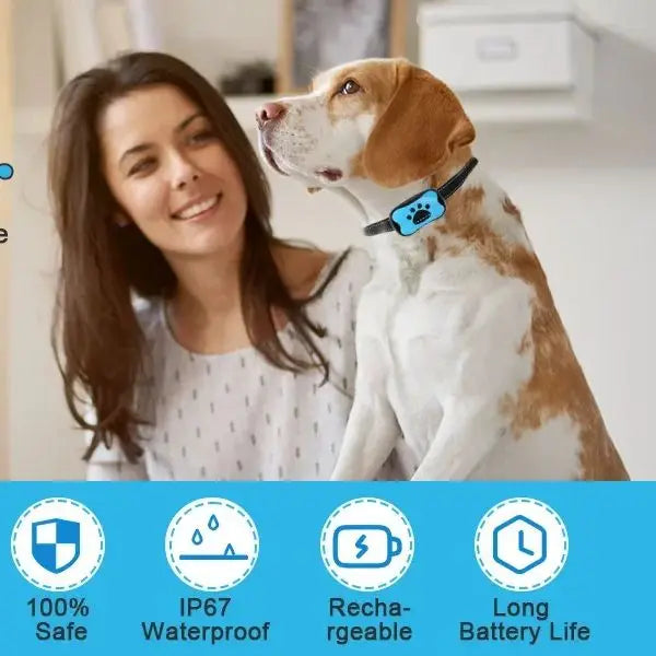 humane anti-bark dog collar - rechargeable no-shock training tool