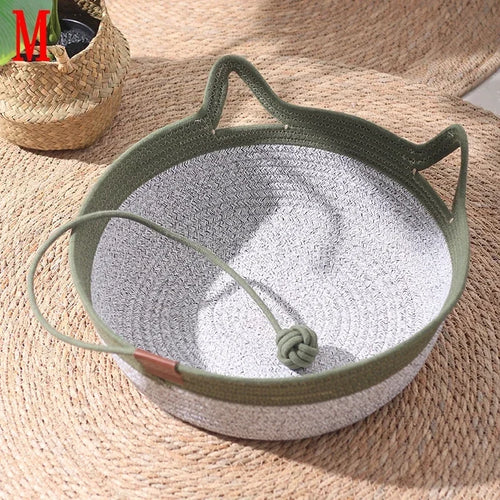 Woven Rattan Cat Bed – Breathable Summer Scratch-Resistant Nest