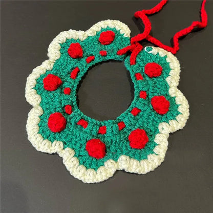 Crocheted Christmas Cat Bow Tie Collar for Kittens and Puppies