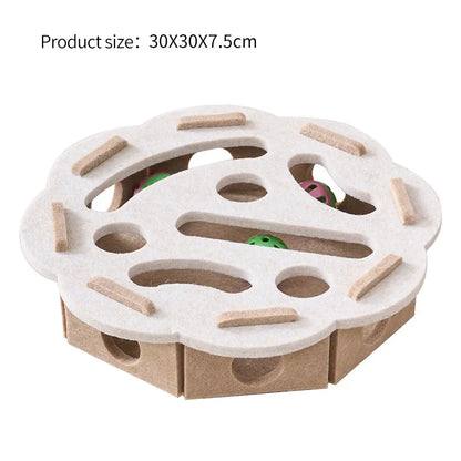 Interactive Felt Cat Puzzle Toy – Maze Tunnel with Bell Ball