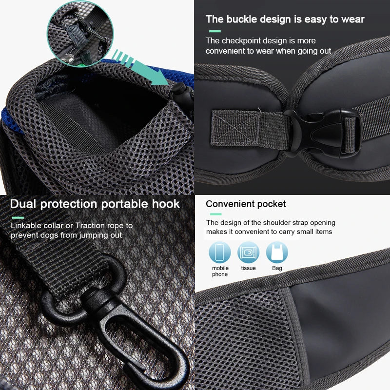 breathable mesh sling carrier backpack for small cats & dogs, travel
