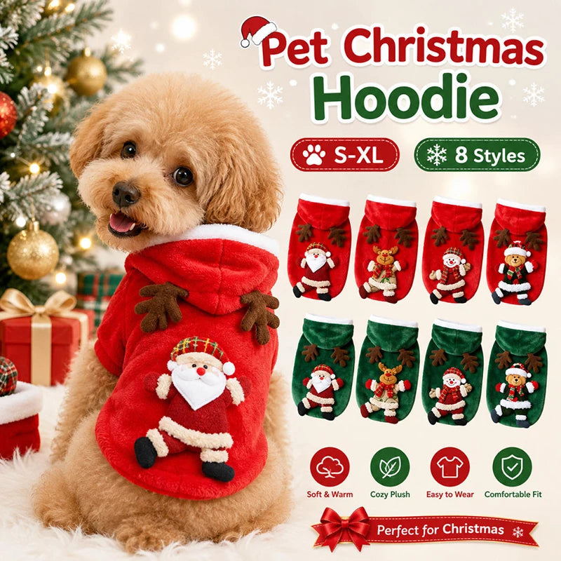 flannel christmas puppy and cat hoodie for small and medium pets