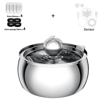 4L Stainless Steel Automatic Pet Water Fountain Quiet Filter for Cats