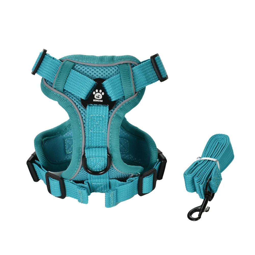 breathable puppy harness leash set with reflective chest strap vest