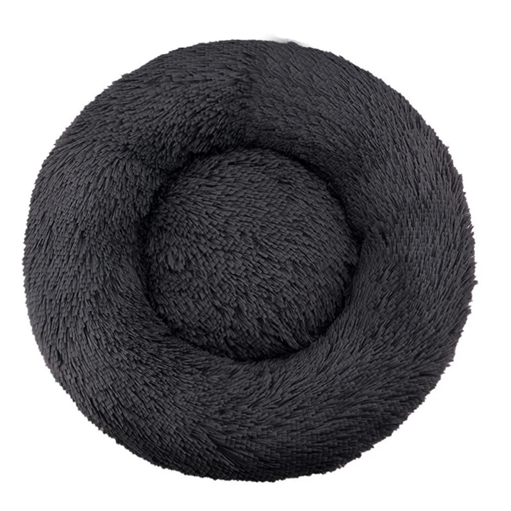 round plush dog bed, warm non-slip washable bed for dogs & small cats