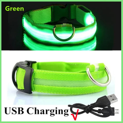 3 Modes Rechargeable LED Dog Collar - Adjustable Night Safety Glow Collar