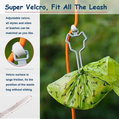 Hands-Free Dog Poop Bag Dispenser with Adjustable Leash Clip Holder