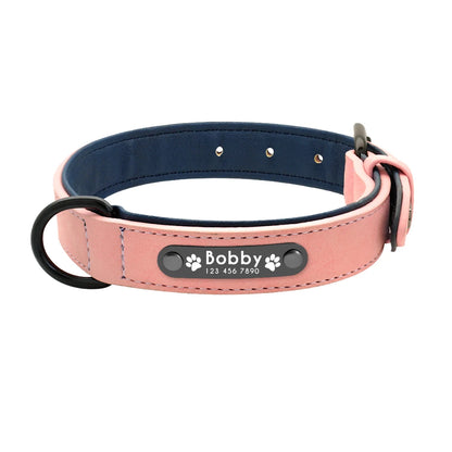 Personalized Leather Dog Collar & Leash Set - Soft, Padded, Durable