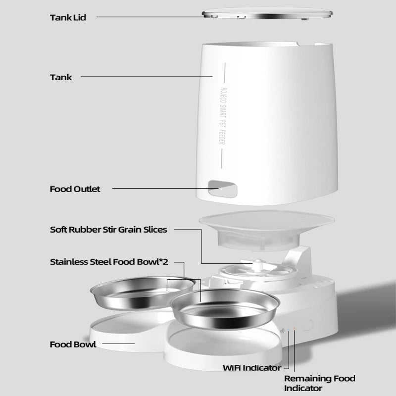 rojeco smart wifi automatic cat feeder – 4l auto pet dispenser
