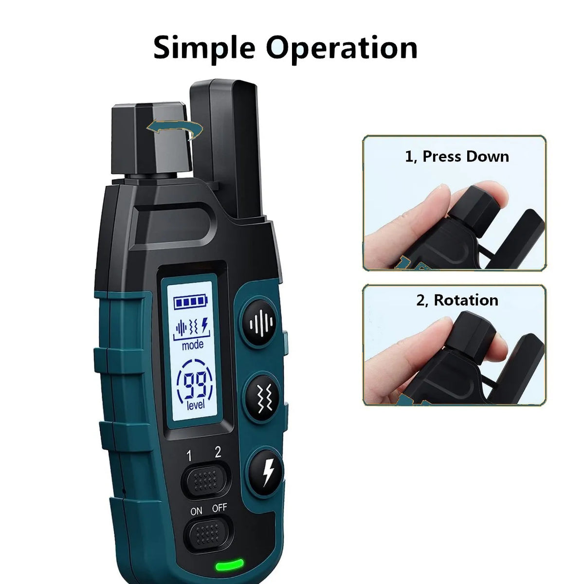 1000m emote dog training collar - ip67 waterproof, rechargeable, for 2 dogs