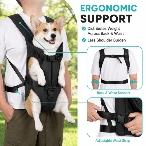 Hands-Free Front Carrier Backpack for Small Dogs & Cats, Travel