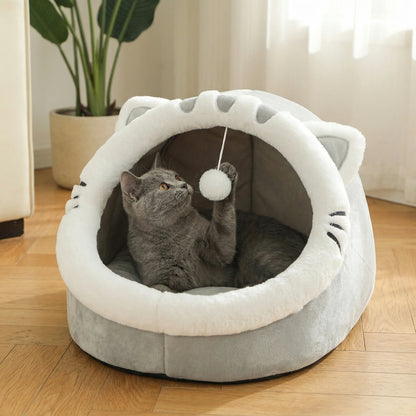 Cozy Cave Cat Bed – Warm Plush Tent for Deep, Comfortable Sleep