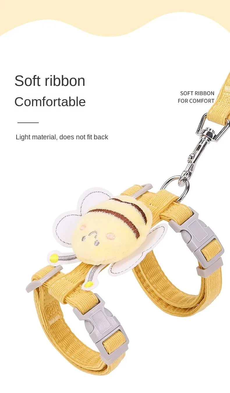 cute bee cat harness & leash set – adjustable walking vest