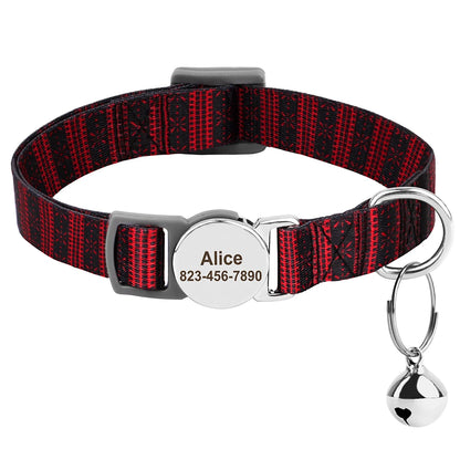 Personalized Cat Collar with Bell - Free Engraved, Breakaway Safe