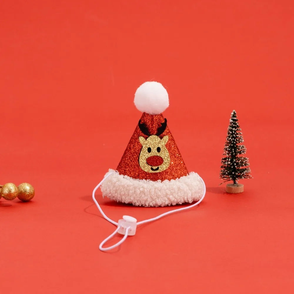 soft red christmas cat hat and scarf with adjustable chin strap