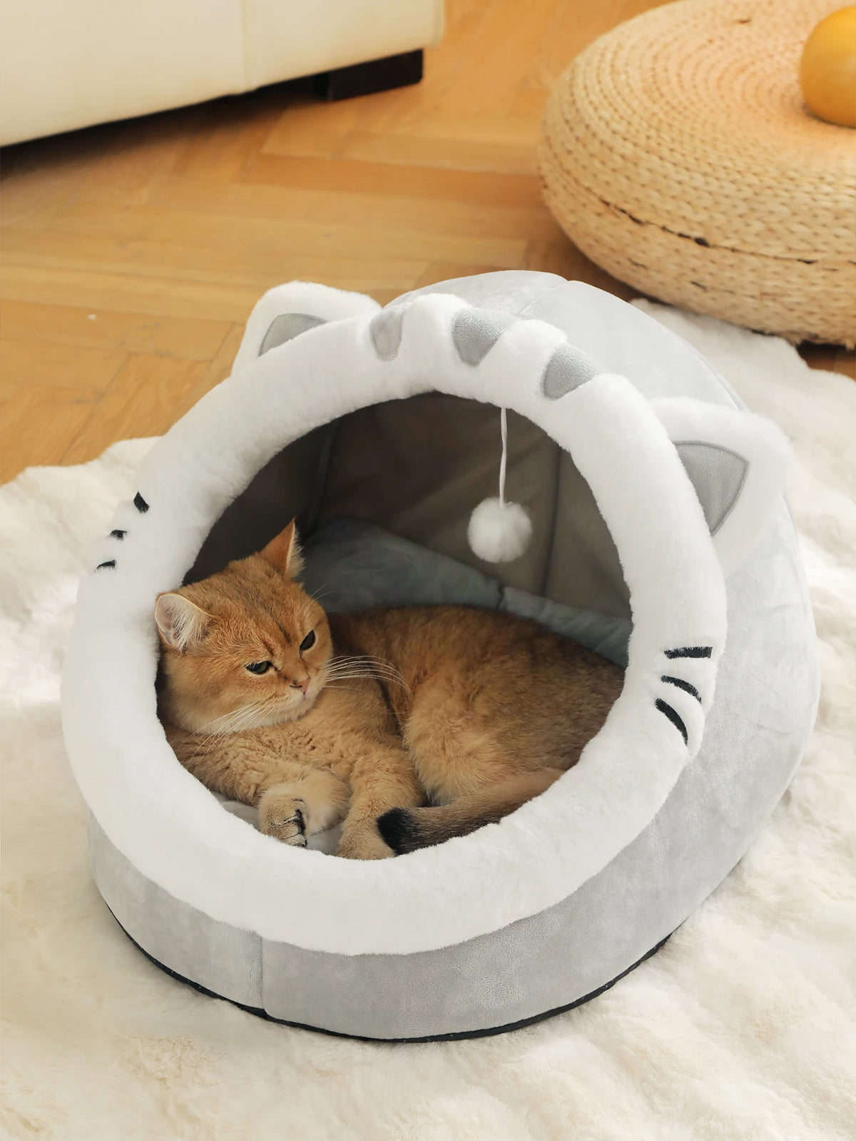 cozy cave cat bed – warm plush tent for deep, comfortable sleep