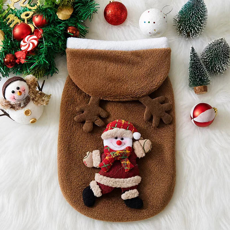 flannel christmas puppy and cat hoodie for small and medium pets