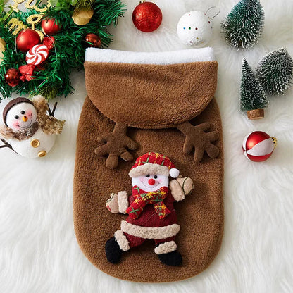 Flannel Christmas Puppy and Cat Hoodie for Small and Medium Pets