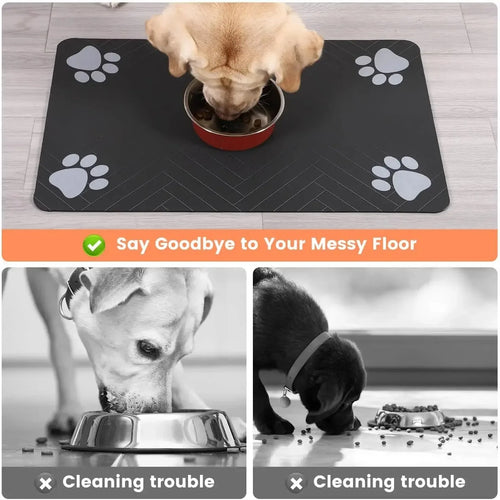 Absorbent Waterproof Pet Feeding Mat with Non-Slip Rubber Backing