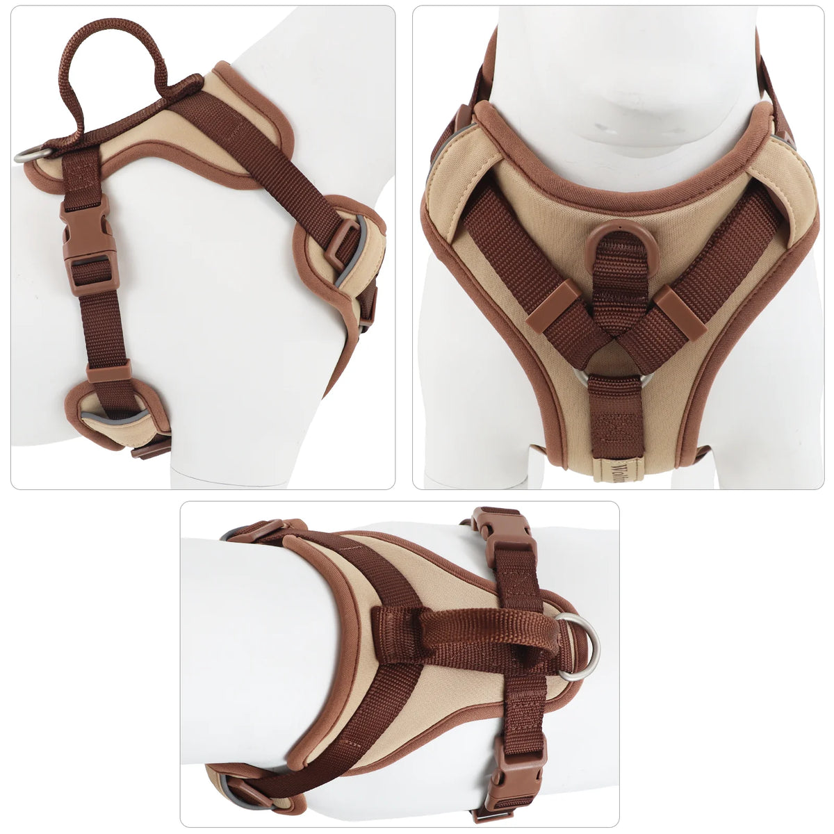 luxury chocolate no-pull dog harness for small, medium, large dogs