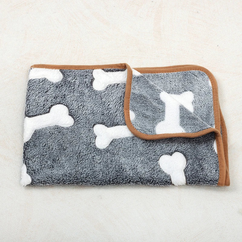 soft fluffy paw print pet blanket for puppies and cats warm flannel mat