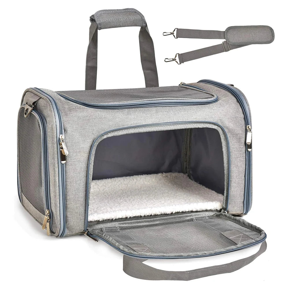 collapsible travel pet carrier for cats & dogs up to 15 lbs