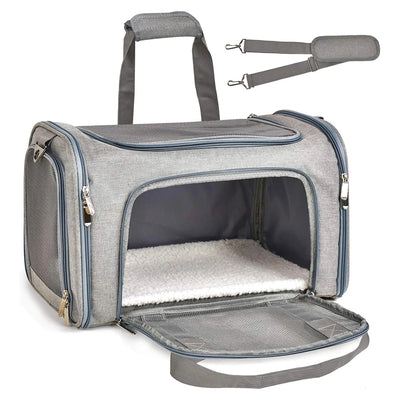 Collapsible Travel Pet Carrier for Cats & Dogs up to 15 Lbs