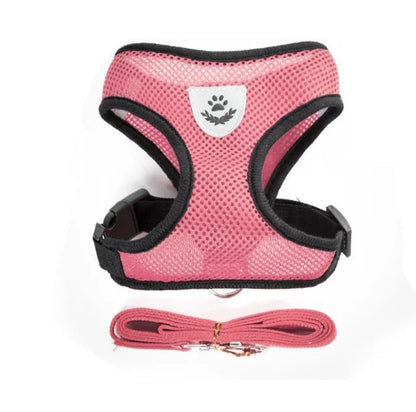 Breathable Mesh Cat & Dog Harness with Leash – Reflective Vest
