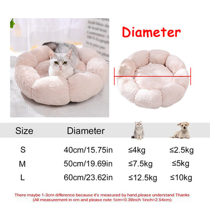 Round Plush Dog Bed, Warm Non-Slip Washable Bed for Dogs & Small Cats