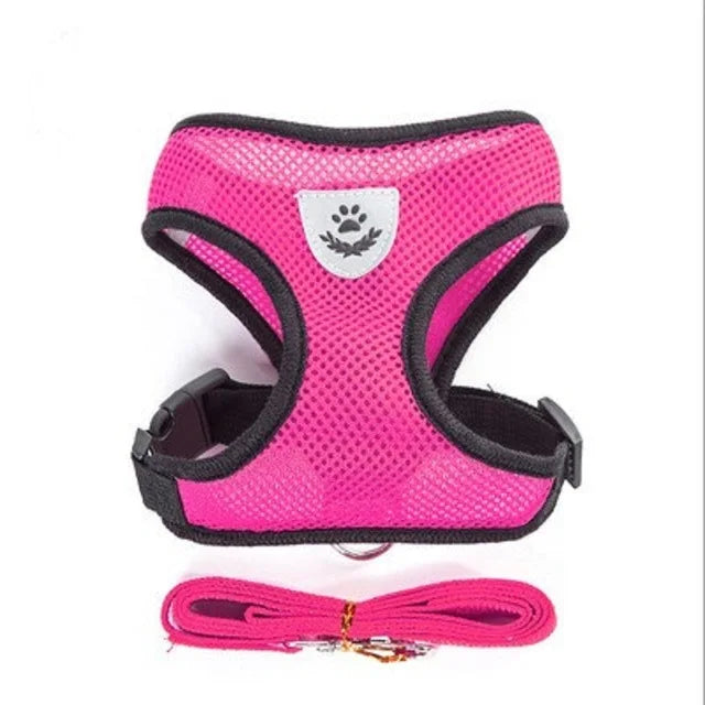 breathable mesh cat & dog harness with leash – reflective vest