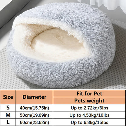 Cozy Shell-Shaped Plush Cat Bed, Warm Semi-Enclosed Nest for puppies