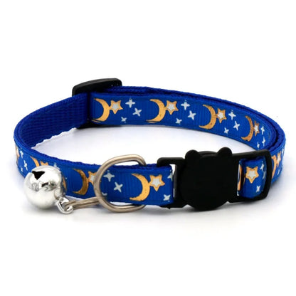 Adjustable Pet Collar with Bell - Colorful Paw Print for Cats & Puppies