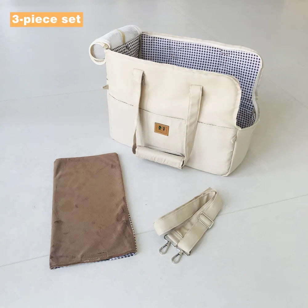 breathable pet carrier shoulder bag for cats & puppies, car seat